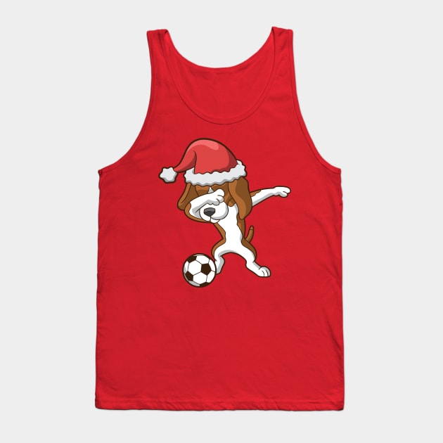 Soccer Dabbing Beagle Santa Claus Christmas Tank Top by E